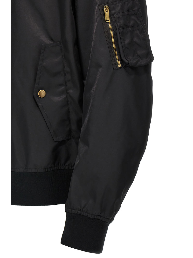 Valentino Garavani Black Polyamide Bomber Jacket for Men