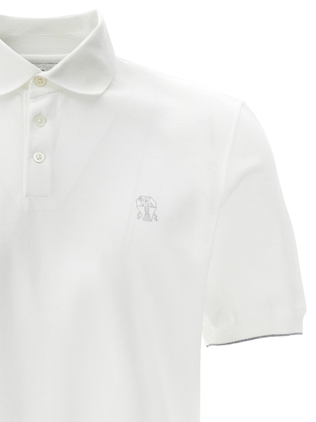 Brunello Cucinelli White Cotton Polo Shirt - Luxury Menswear