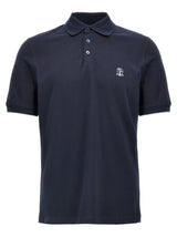 Brunello Cucinelli Blue Cotton Polo Shirt for Men