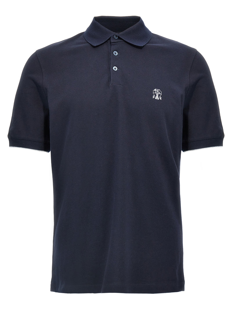 Brunello Cucinelli Blue Cotton Polo Shirt for Men