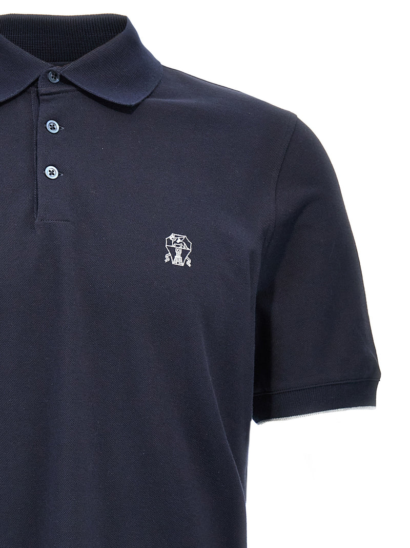 Brunello Cucinelli Blue Cotton Polo Shirt for Men