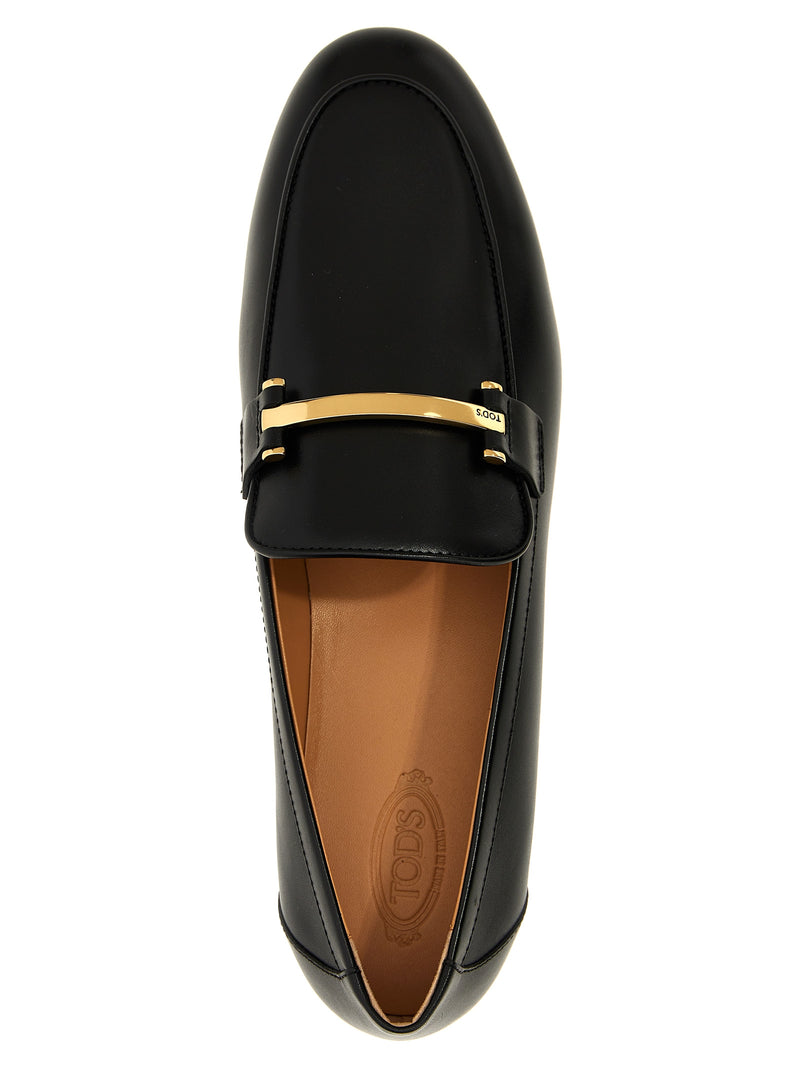 Tod's Black Calfskin Slip-On Loafers for Women