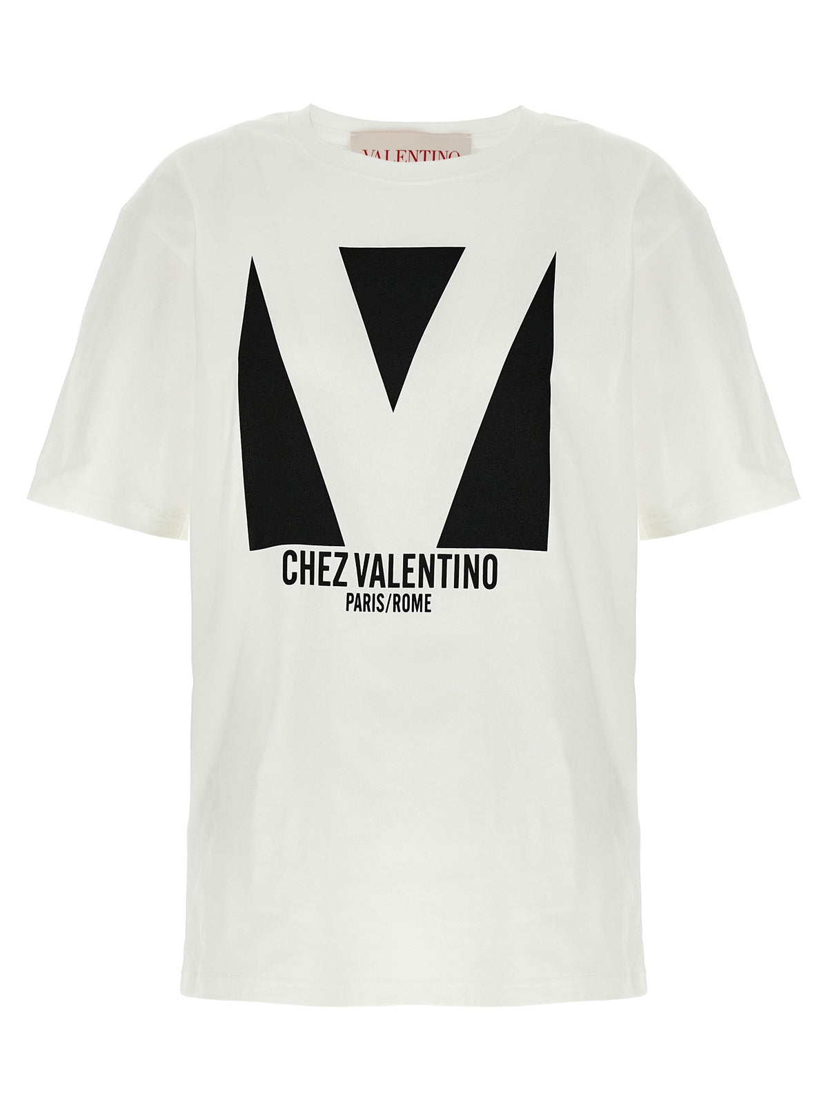Valentino Garavani White Cotton T-Shirt with Chez Valentino Print