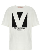 Valentino Garavani White Cotton T-Shirt with Chez Valentino Print