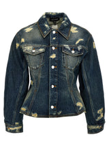 Marc Jacobs Rip and Repair Fluted Denim Jacket - Blue