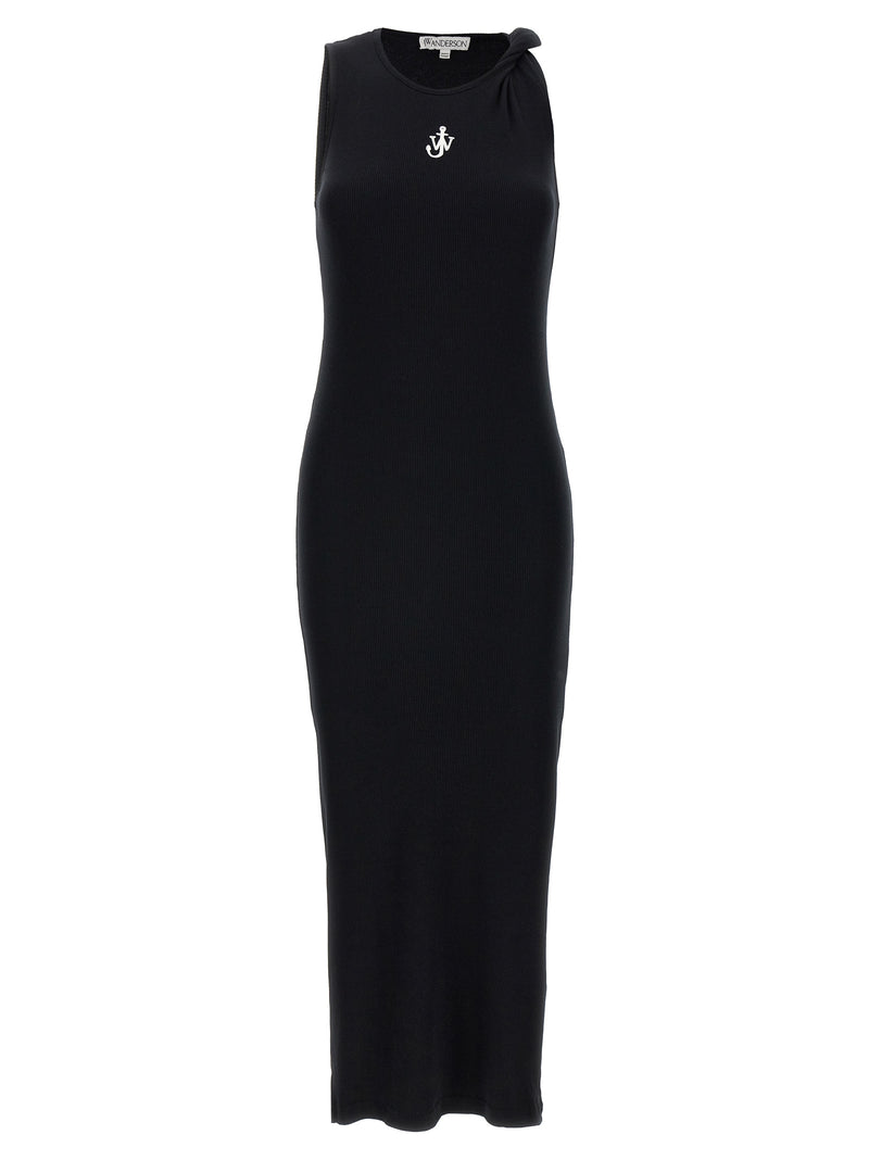 Robe mi-longue noire en coton J.W.Anderson