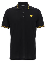 Versace Black Cotton Piqué Polo Shirt for Men