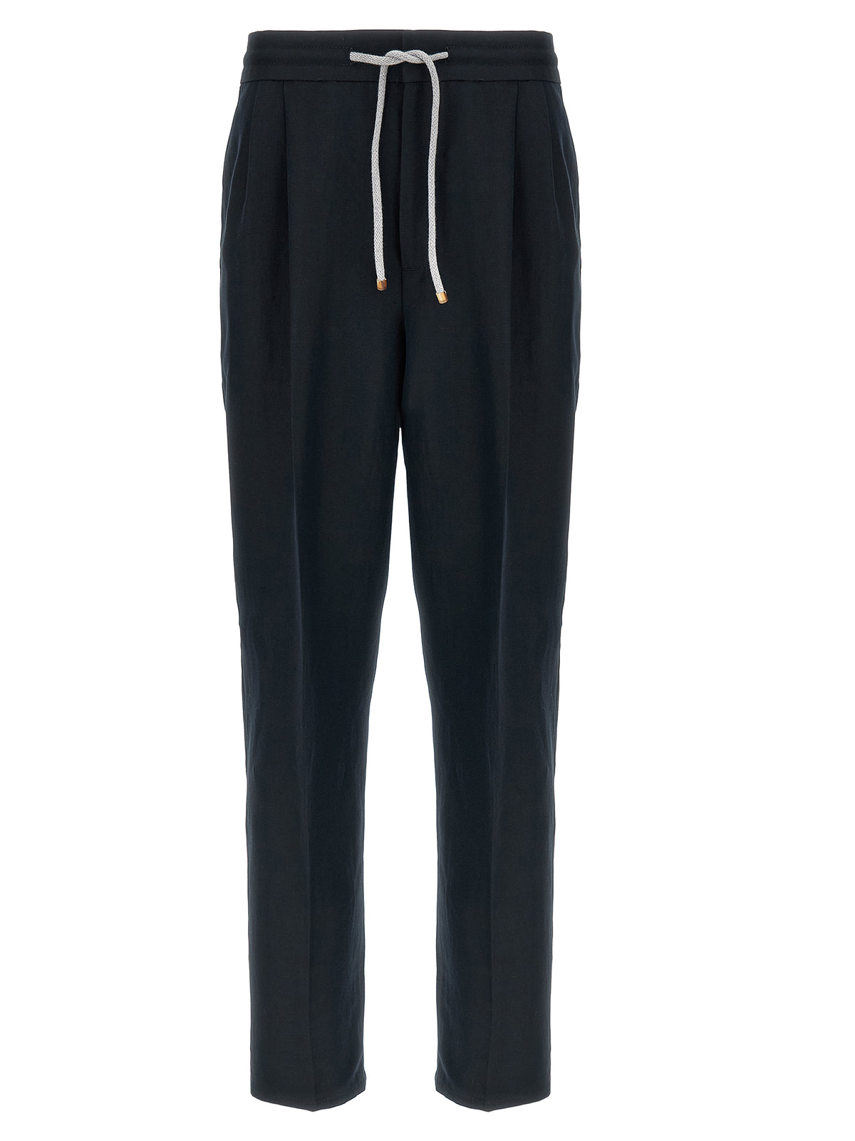 Pantalon décontracté en lin bleu Brunello Cucinelli
