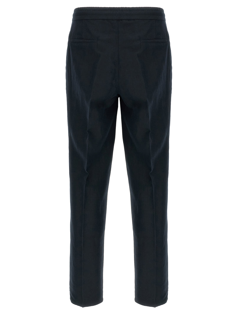 Pantalon décontracté en lin bleu Brunello Cucinelli