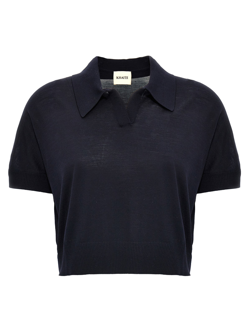 Khaite Morgane Blue Wool Shortsleeve Shirt