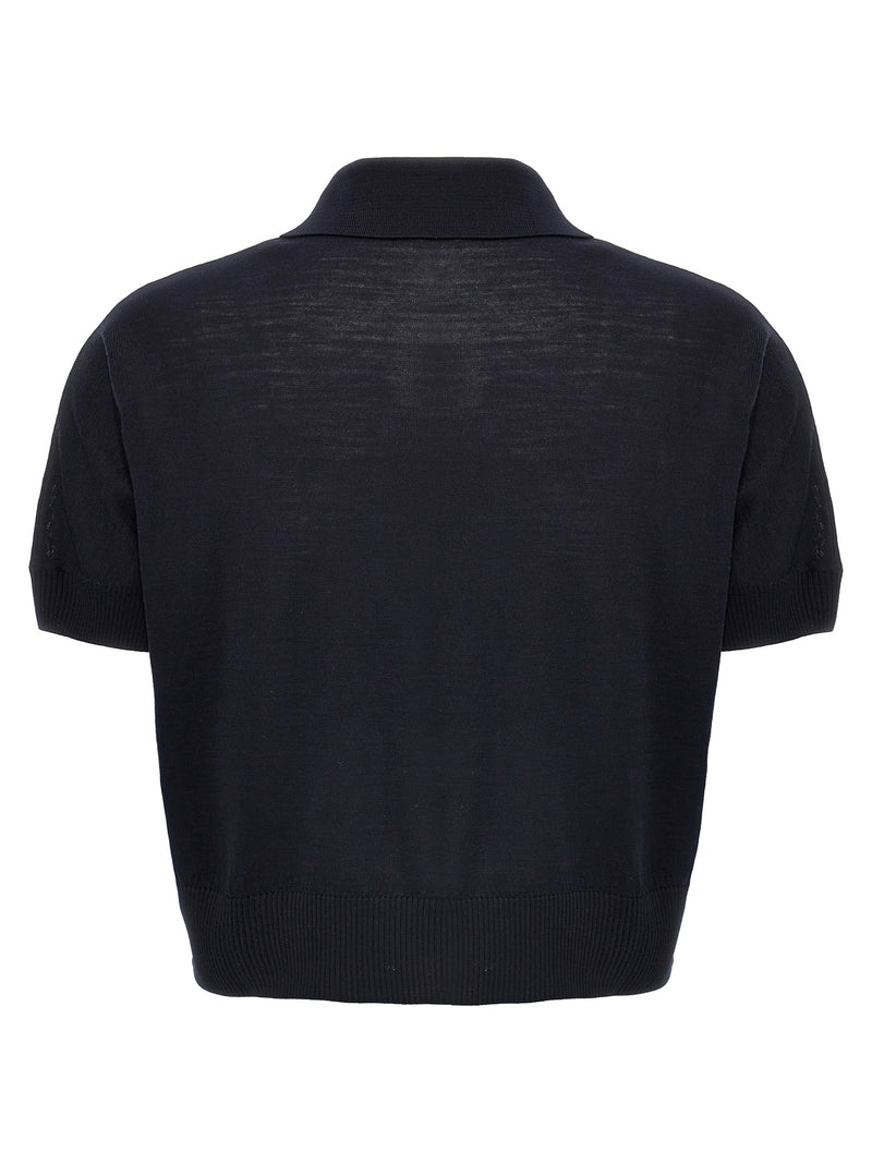 Khaite Morgane Blue Wool Shortsleeve Shirt