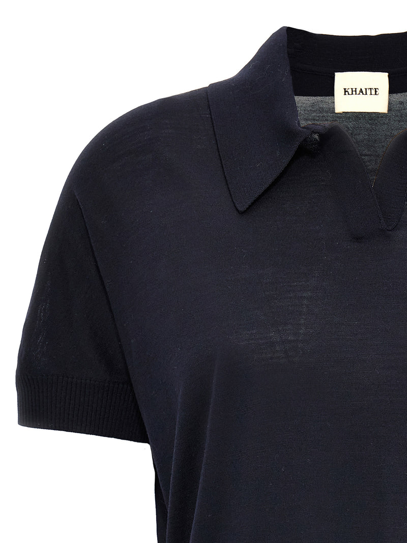 Khaite Morgane Blue Wool Shortsleeve Shirt