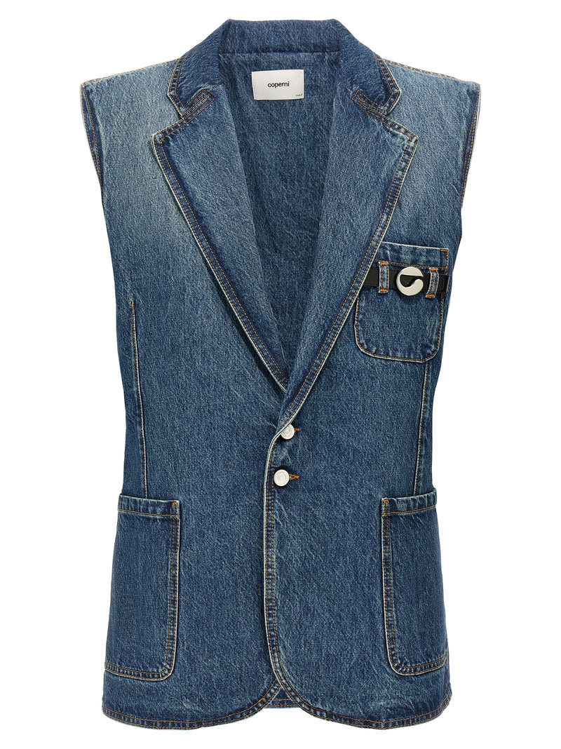 Coperni Blue Cotton Sleeveless Jacket
