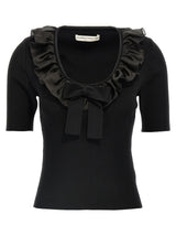 Alessandra Rich Black Wool T-Shirt