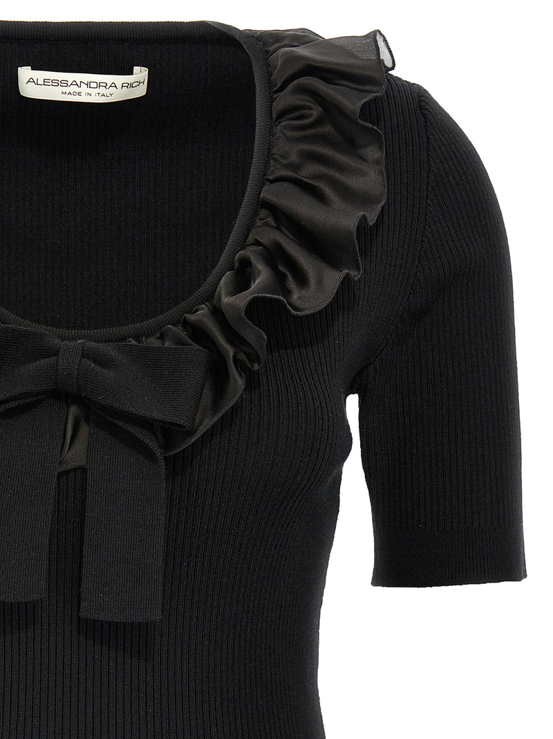 Alessandra Rich Black Wool T-Shirt