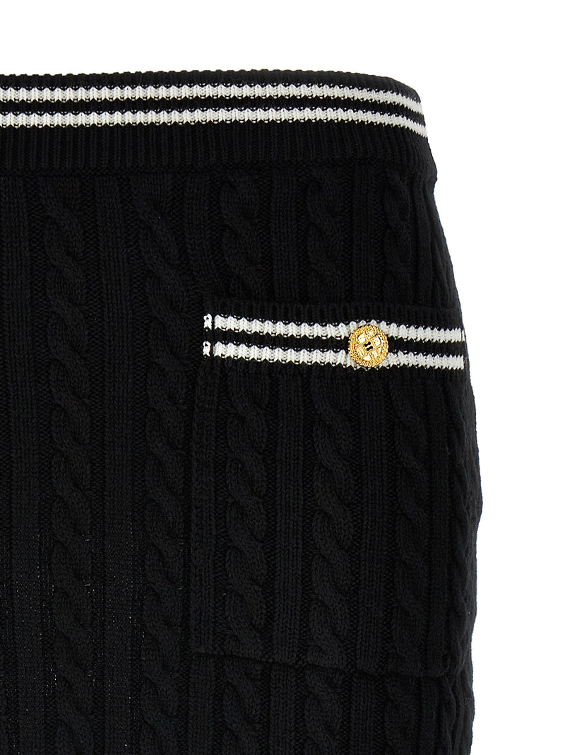 Alessandra Rich Bicolor Cotton Long Skirt