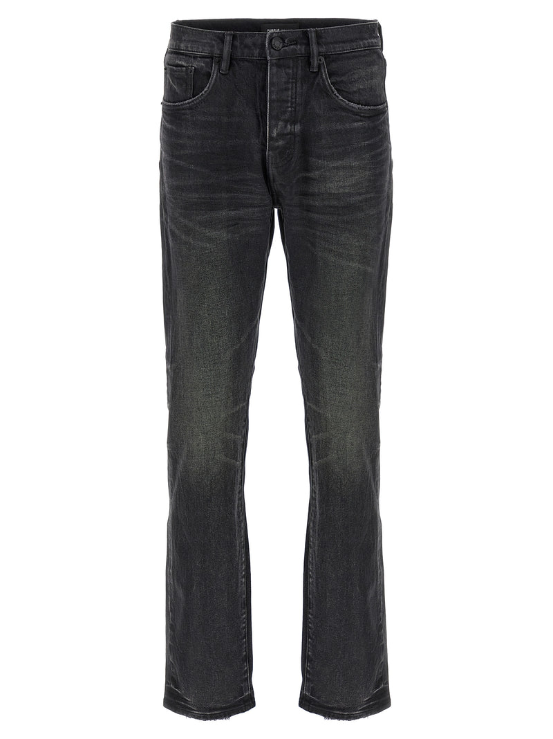 PURPLE Black Cotton Straight-Leg Jeans