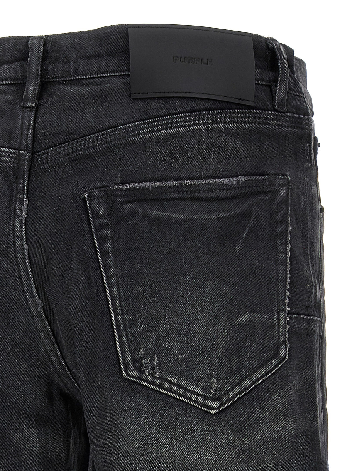 PURPLE Black Cotton Straight-Leg Jeans