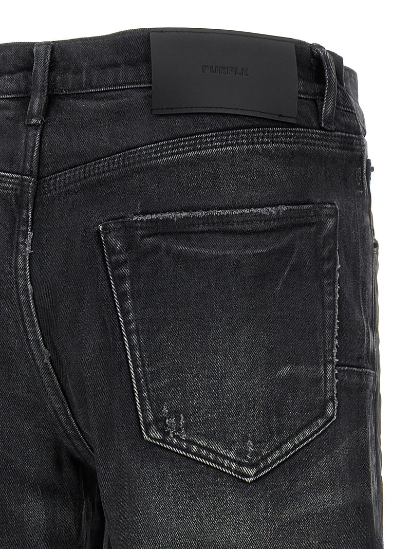 PURPLE Black Cotton Straight-Leg Jeans