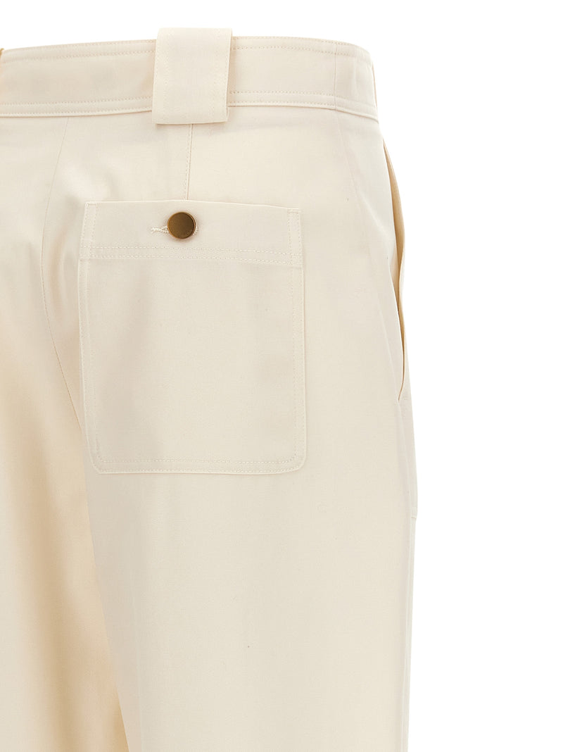 Pantalon décontracté en coton blanc Max Mara
