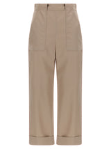Max Mara ‘Palio’ Beige Cotton Casual Pants for Women