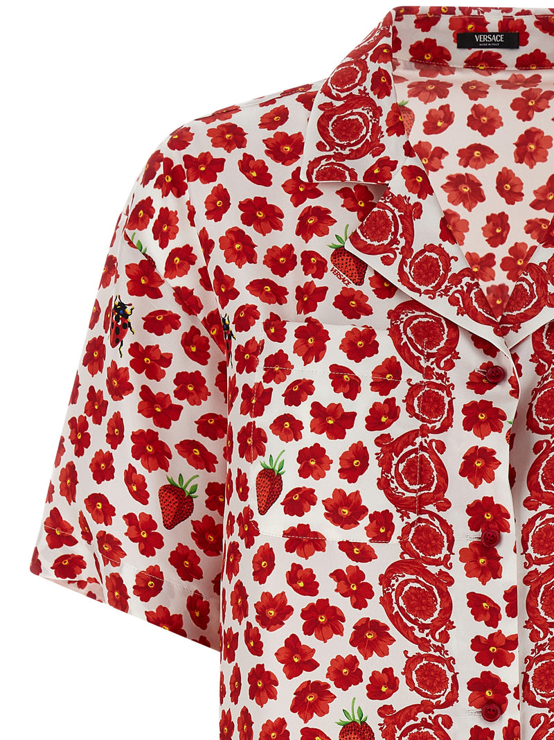 Versace Multicolor Silk Blouse - Strawberry Garden Print
