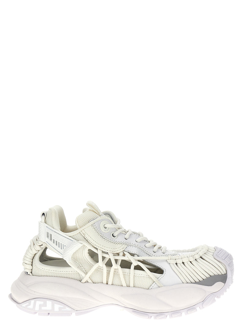 Baskets de sport Versace en cuir de veau blanc