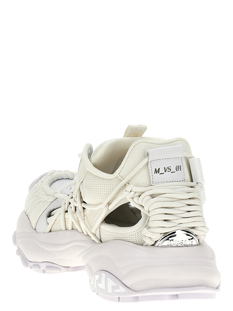 Baskets de sport Versace en cuir de veau blanc