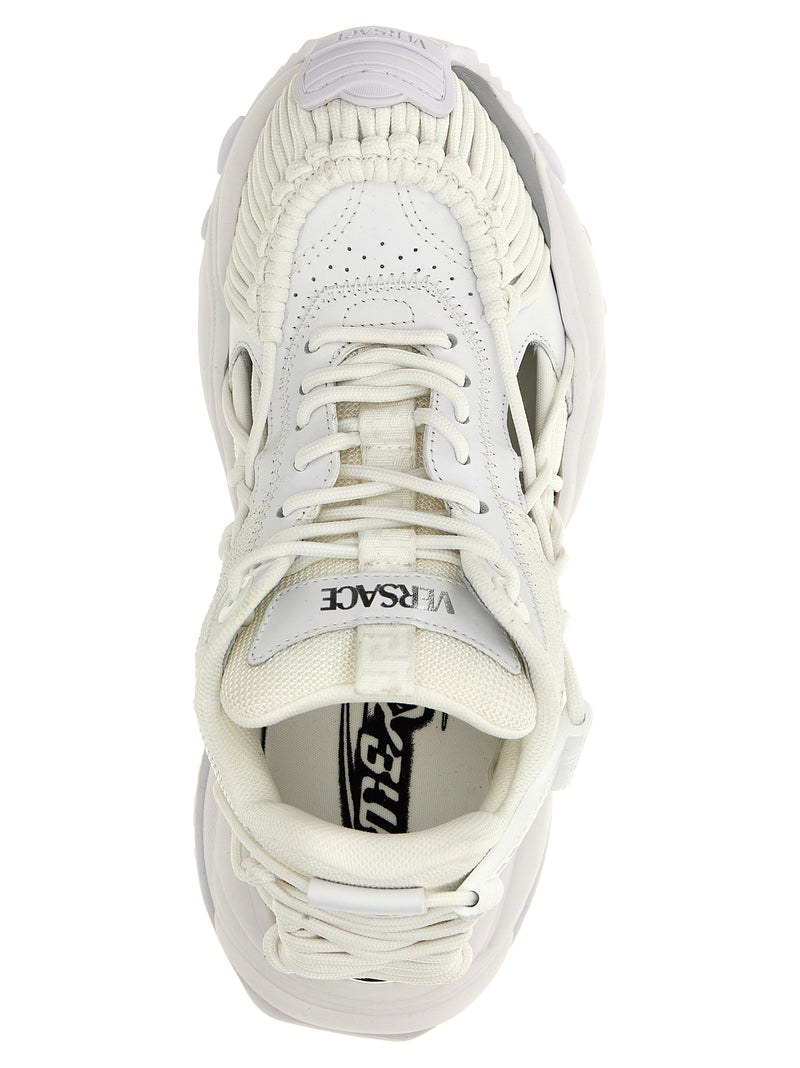 Baskets de sport Versace en cuir de veau blanc