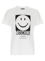 Moschino White Cotton T-Shirt with Smiley Print