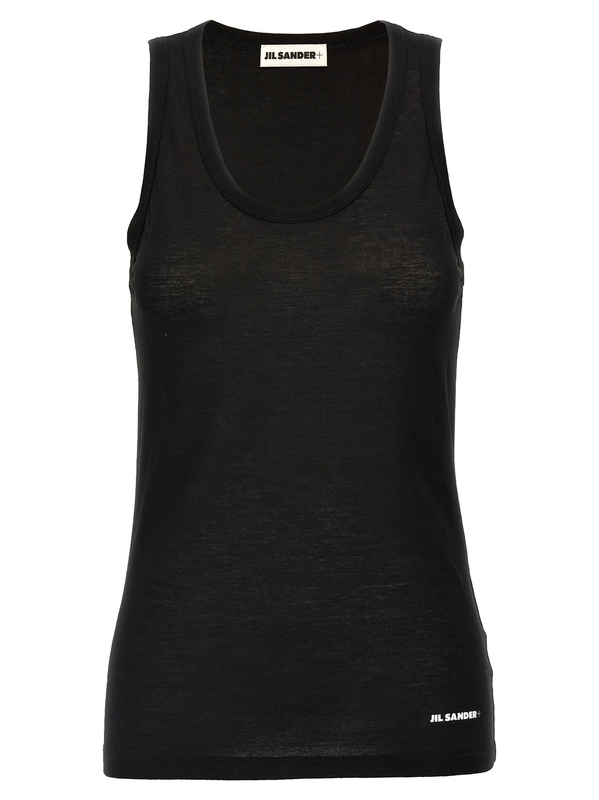 Jil Sander Black Cotton Sleeveless T-Shirt for Women
