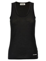 Jil Sander Black Cotton Sleeveless T-Shirt for Women