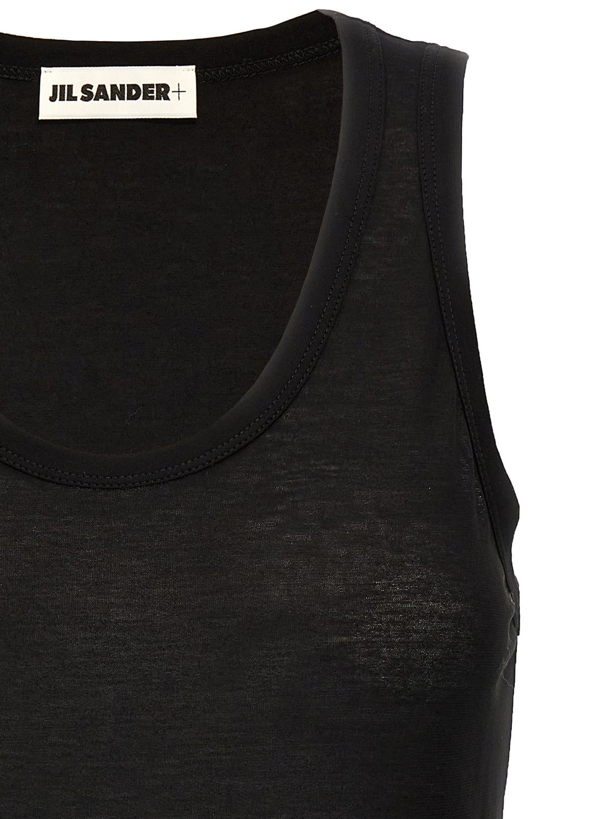 Jil Sander Black Cotton Sleeveless T-Shirt for Women