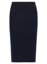 Courrèges Blue Viscose Midi Skirt