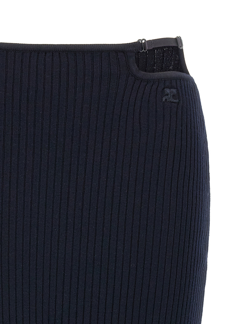 Courrèges Blue Viscose Midi Skirt