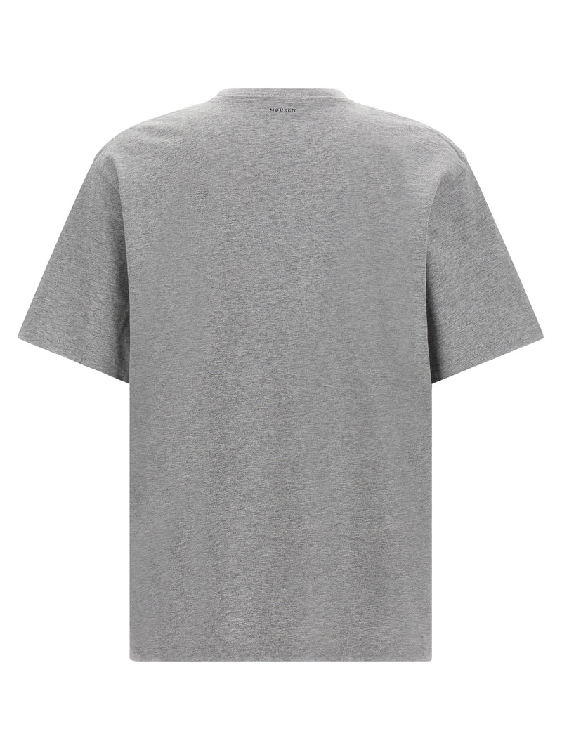 Alexander McQueen Gray Cotton T-Shirt with Skull Print