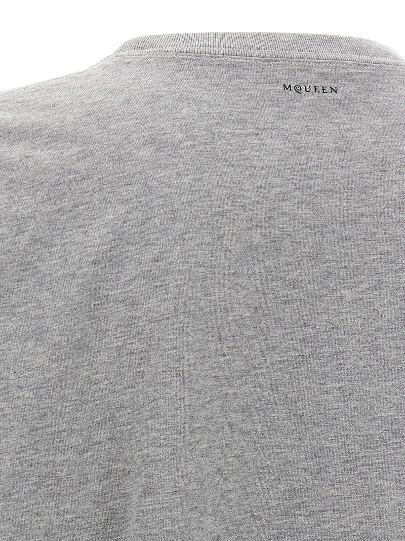 Alexander McQueen Gray Cotton T-Shirt with Skull Print