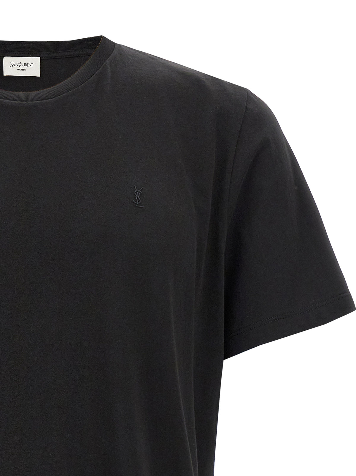 Saint Laurent Black Cotton T-Shirt - Classic Elegance