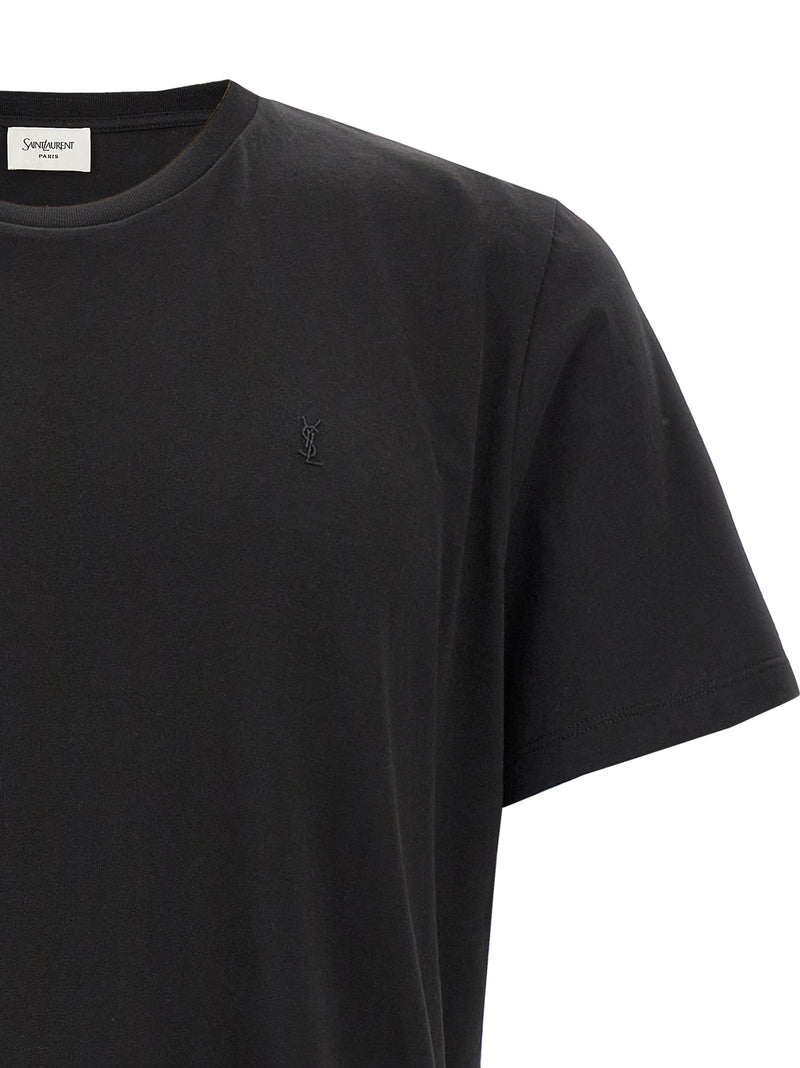 Saint Laurent Black Cotton T-Shirt - Classic Elegance