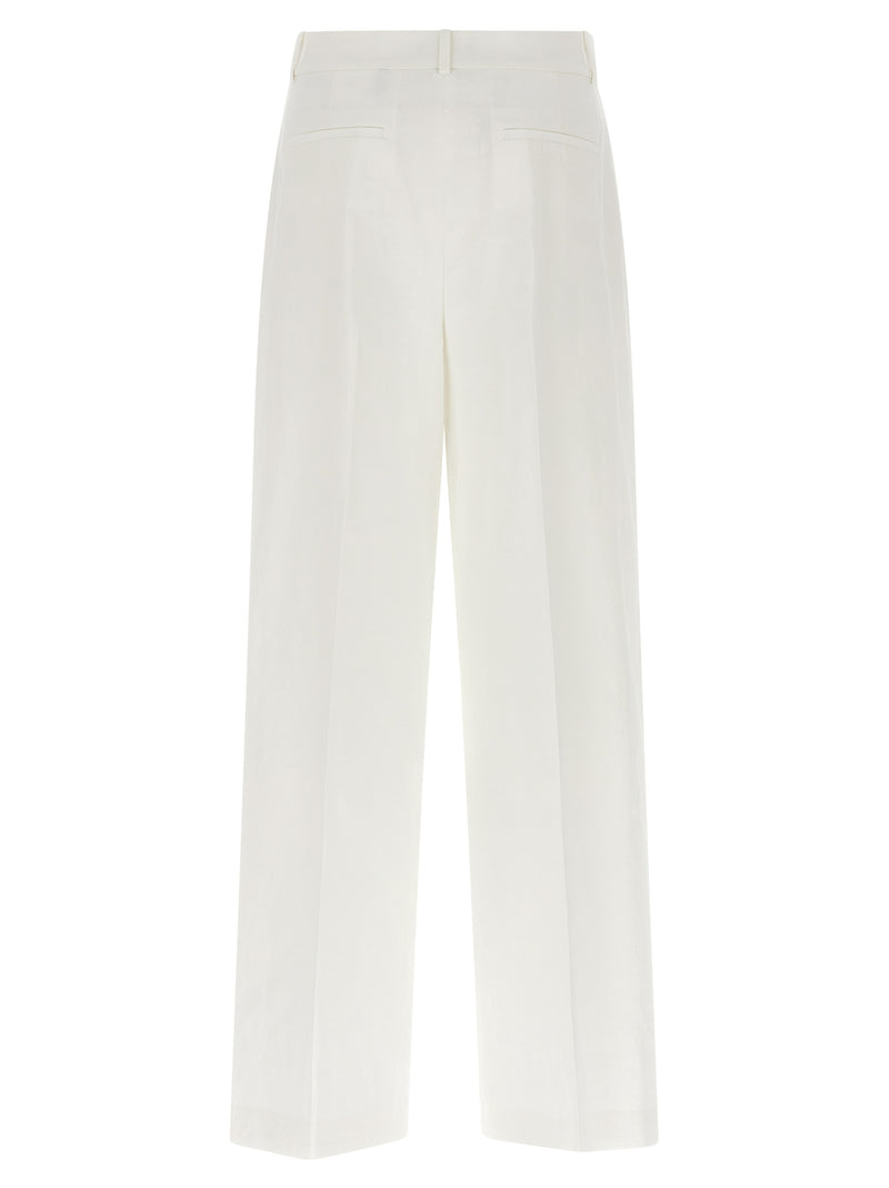 Theory White Linen Casual Pants