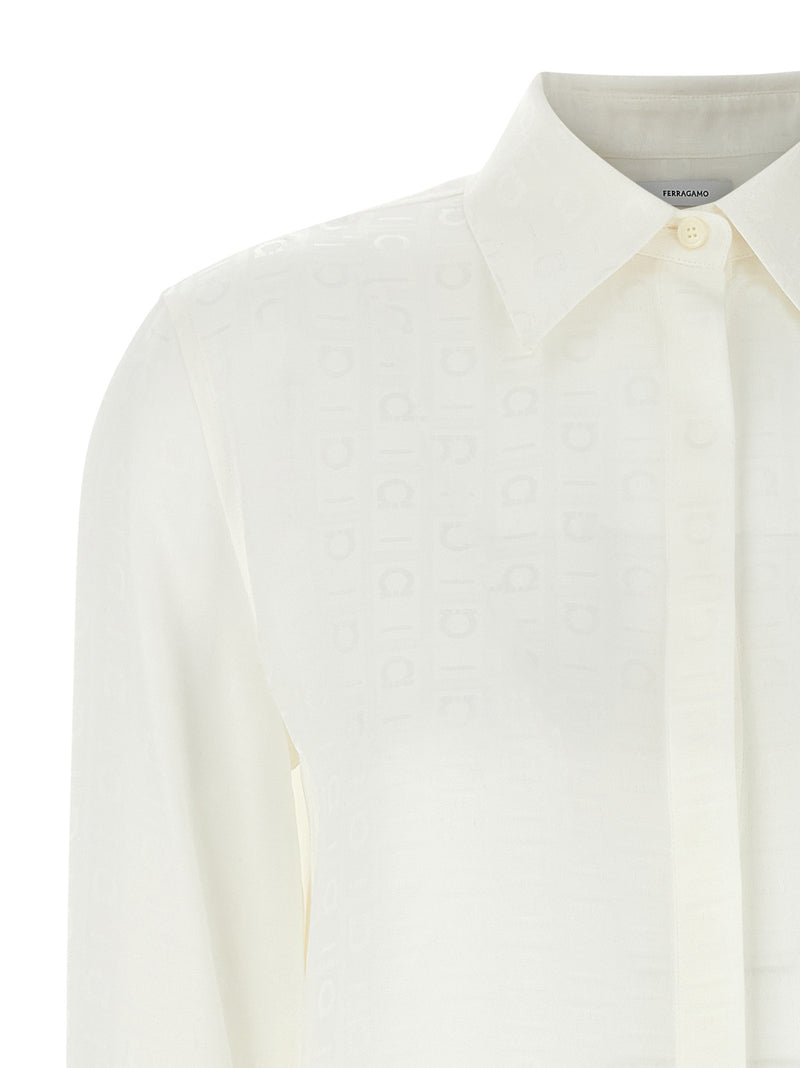 Ferragamo White Silk Blouse - Elegant Women's Shirt