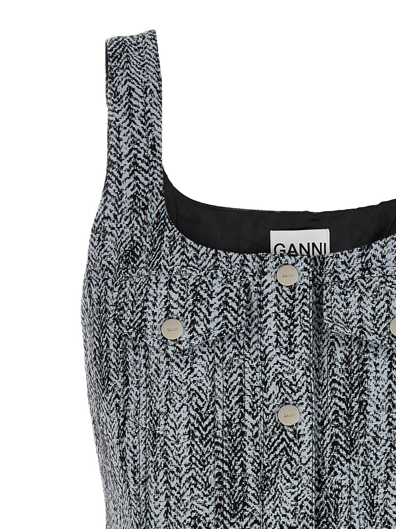 Ganni Multicolor Cotton Short Dress - Effortless Elegance