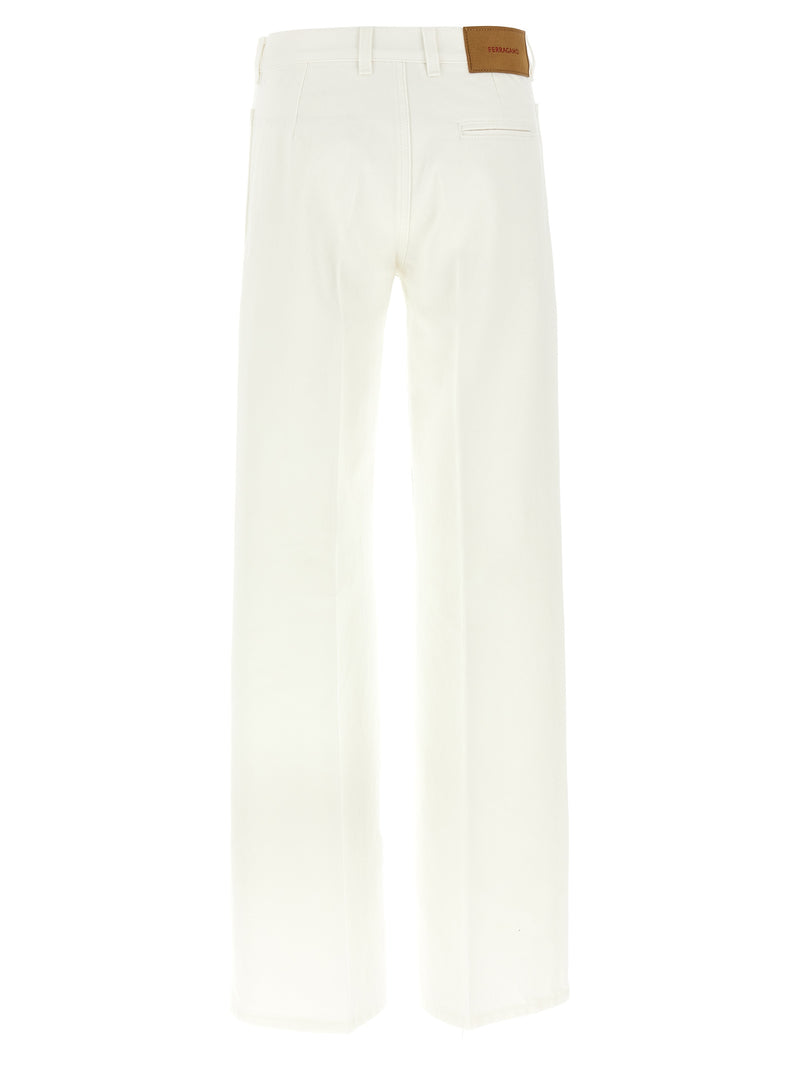 Ferragamo White Cotton Straight-Leg Jeans for Women