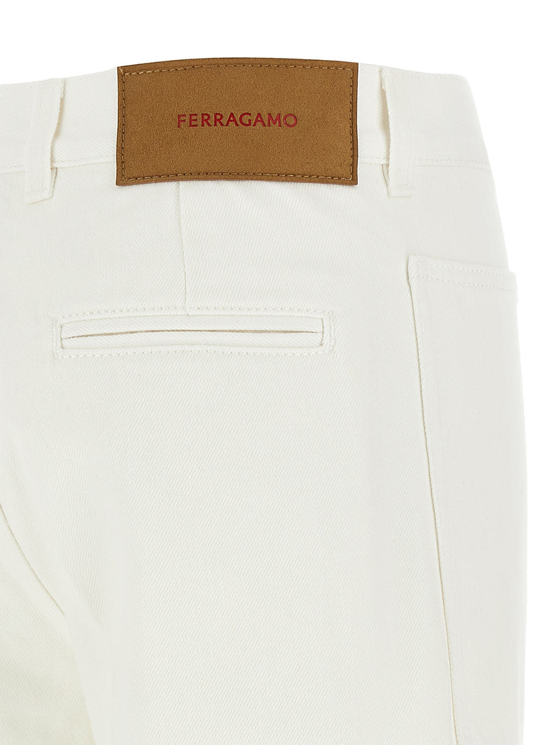 Ferragamo White Cotton Straight-Leg Jeans for Women