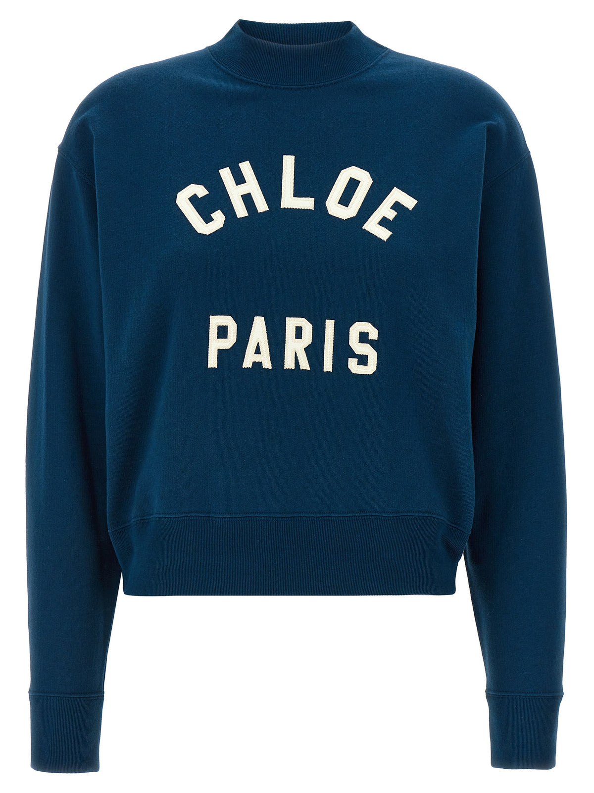 Chloé Blue Cotton Sweatshirt - Stylish Mock Neck Design