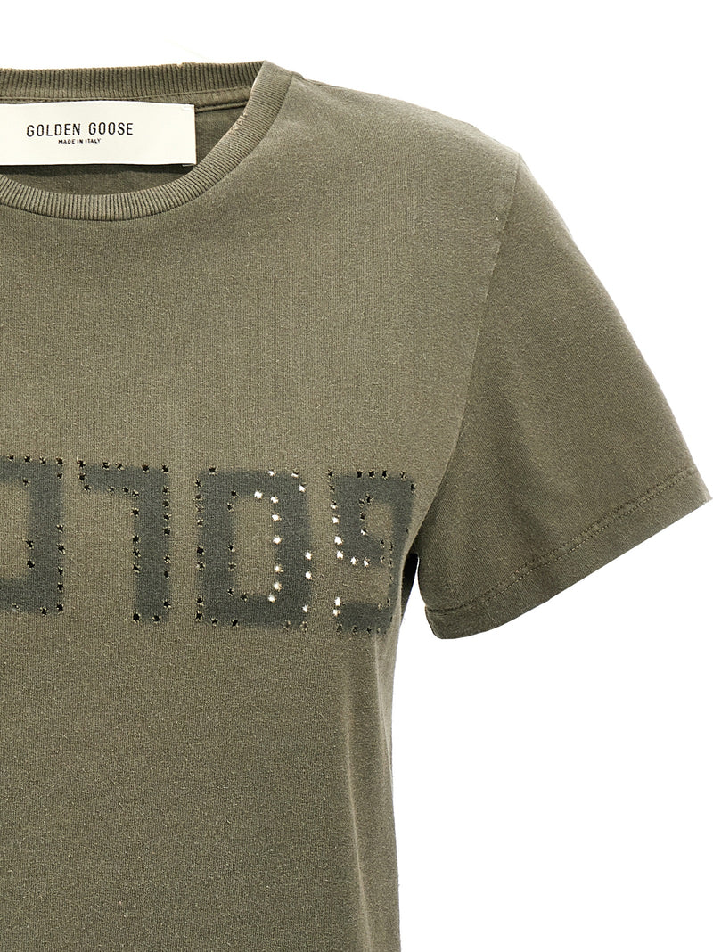 Golden Goose Doris Bicolor Cotton T-Shirt in Green