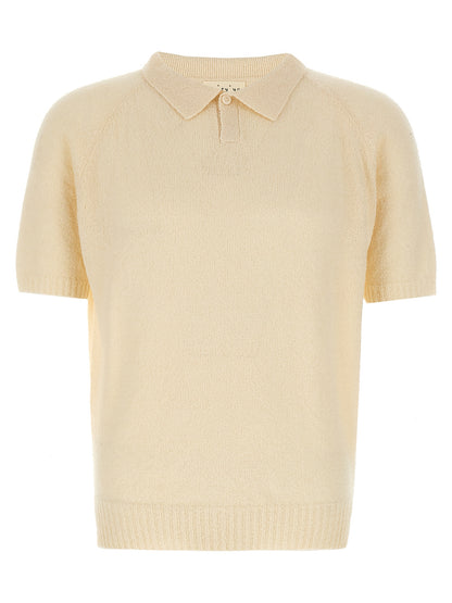 MA'RY'YA White Cotton Polo Shirt