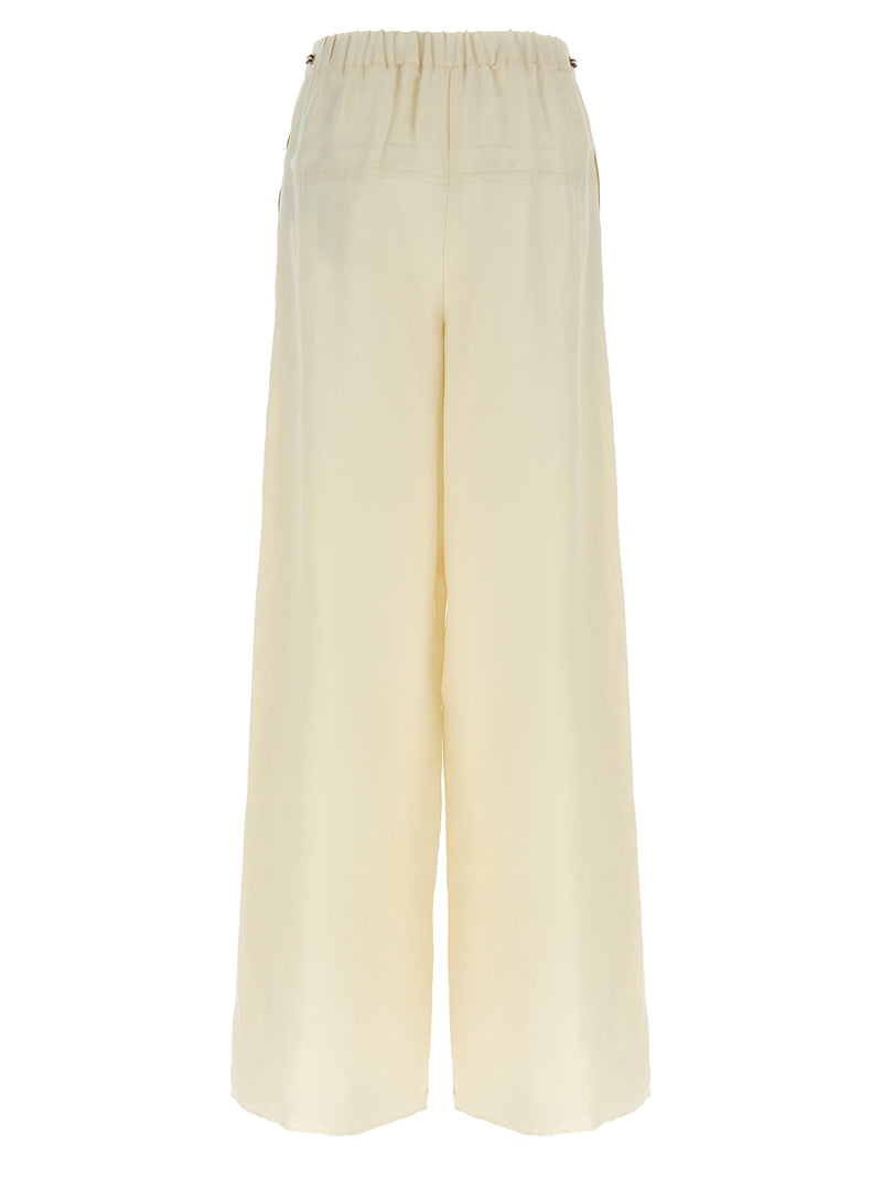 Pantalon décontracté en lin blanc Max Mara