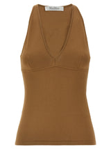 T-shirt sans manches marron en viscose Max Mara