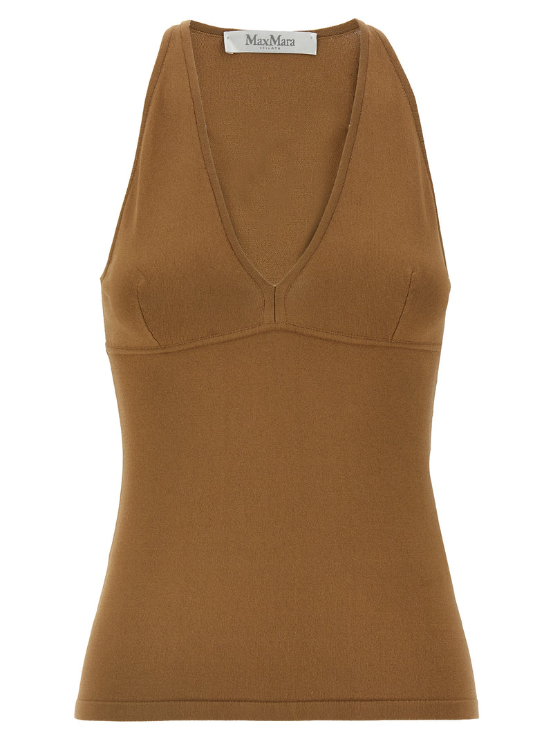 T-shirt sans manches marron en viscose Max Mara